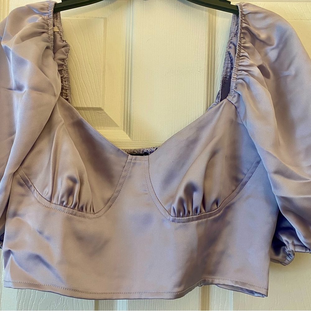 Forever 21 Light Purple Puff Sleeve Crop Top - Picture 4 of 7